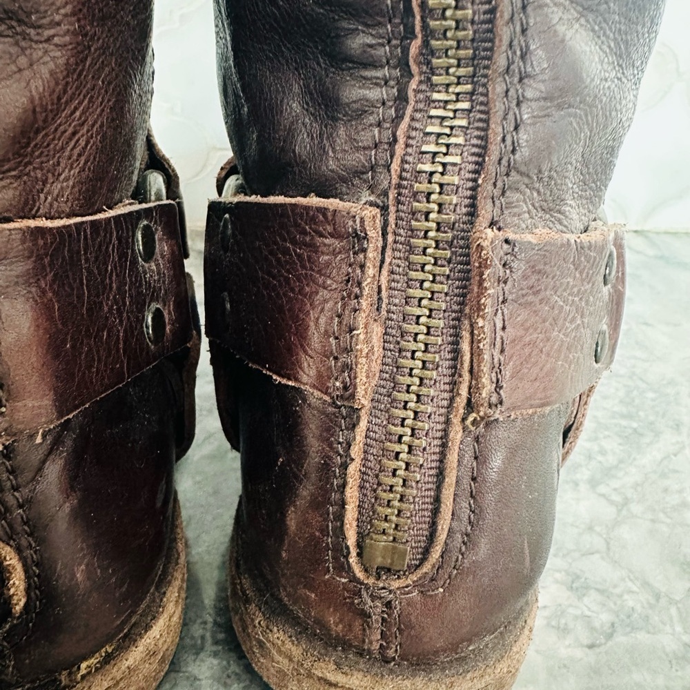 Frye Rich Brown Leather Boots - New Sz 7 Made in Mexico - Picture 7 of 14